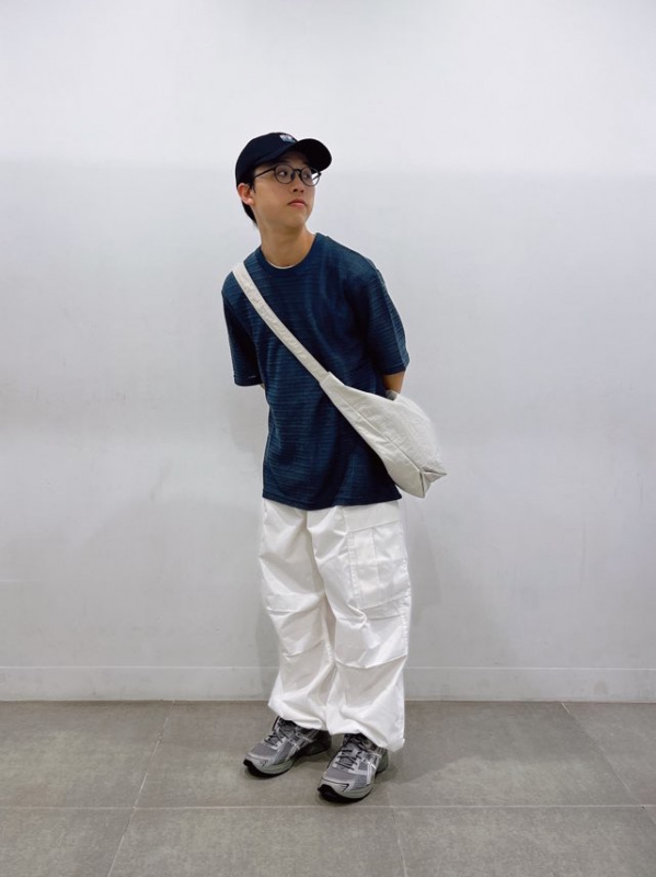 ドライストレッチジョガーパンツ、メッシュテクスチャー クルーネックT