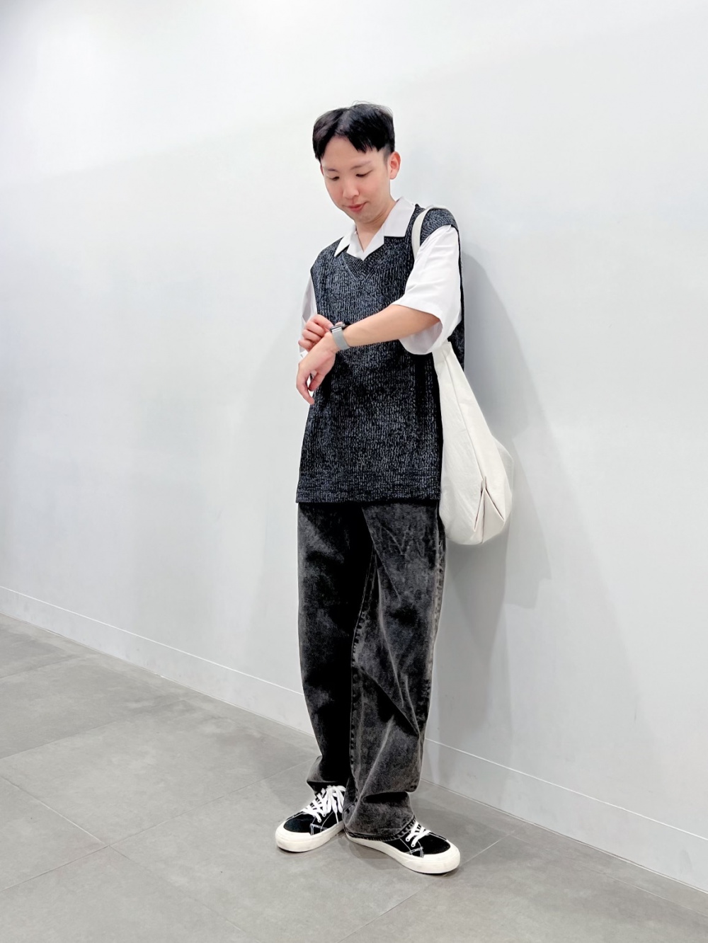 オープンカラーシャツ(5分袖)、ドレープワイドパンツZ