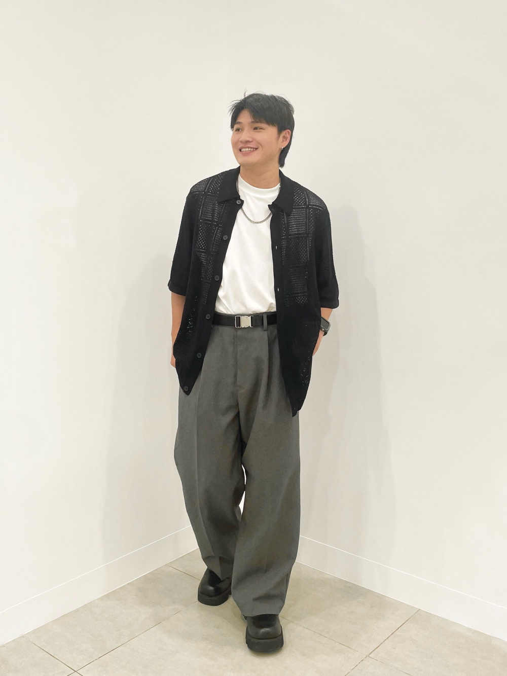 ローゲージハーフジップセーター(長袖)、スーパーバギー
