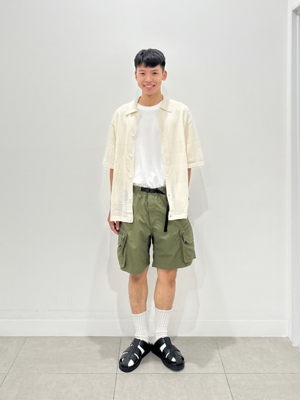 ウォッシャブルメッシュニットシャツ(5分袖)（メンズ）の着用