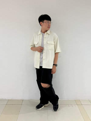 GU公式 | ライトデニムオーバーサイズワークシャツ(5分袖)