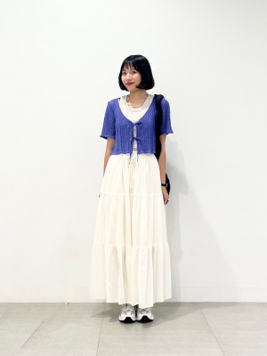 【24時間以内発送】輝きの向こう側へ！あずさ　4枚セット GU公式 | 透かし編みフロントリボンカーディガン(半袖)