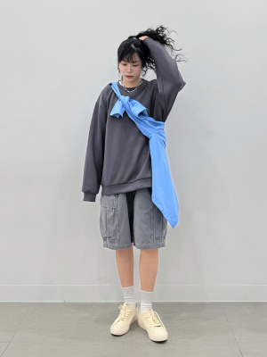 GU公式 | デニムワイドカーゴハーフパンツ