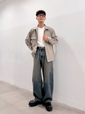 GU公式 | ダブルポケットシャツ(チェック)(セットアップ可能)