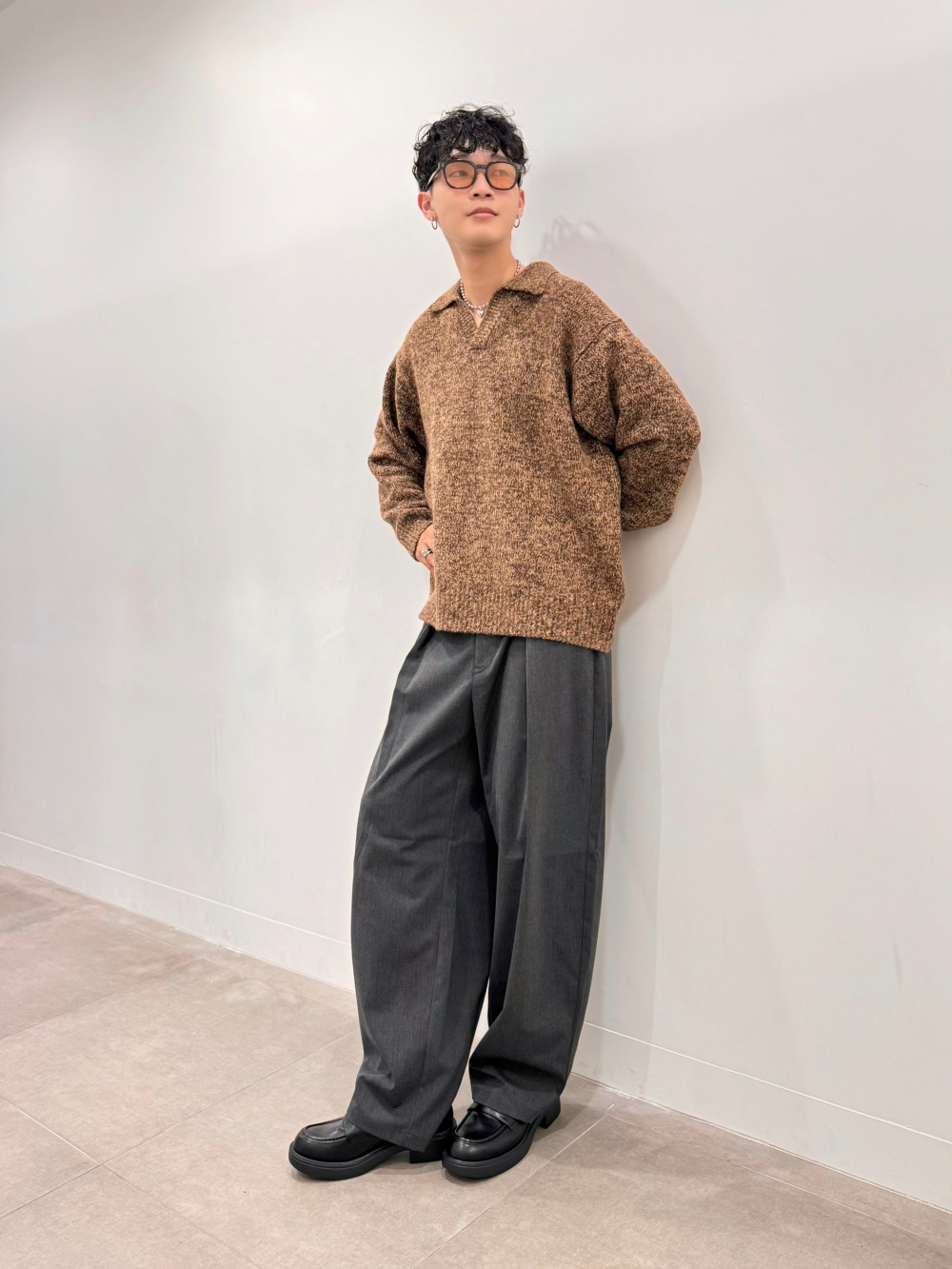 ブラッシーニットスキッパーポロシャツ、フランネルシャツ