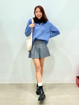 GU公式 | パフィータッチスキッパーケーブルセーター