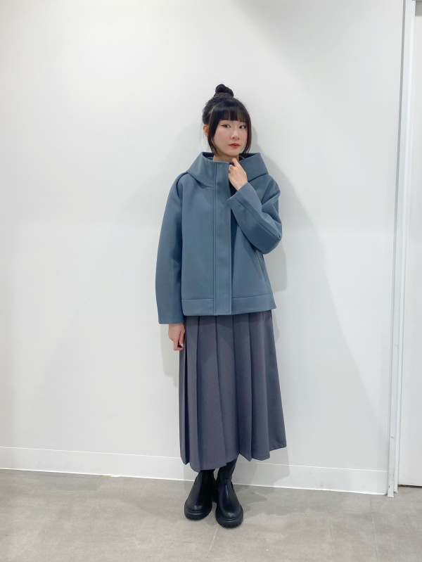 ミニハイネックセーター(ノースリーブ)Z、プリーツミディスカートの
