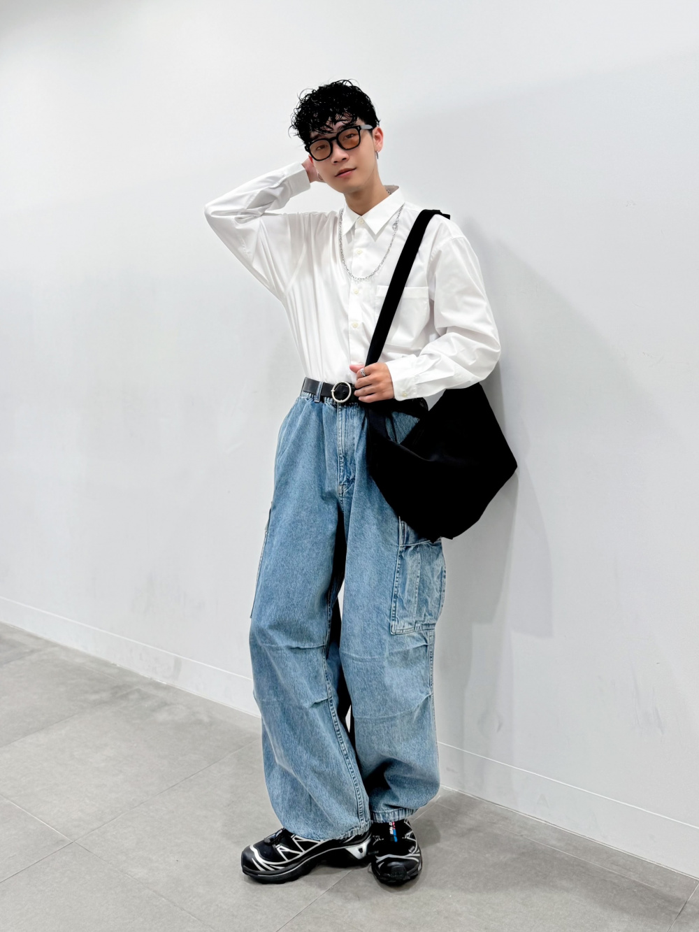 |終末| ウォッシュ デニムTシャツ 袖ポケット セットアップ可 デニムマルチポケットベスト(セットアップ可能)、ウォッシュド