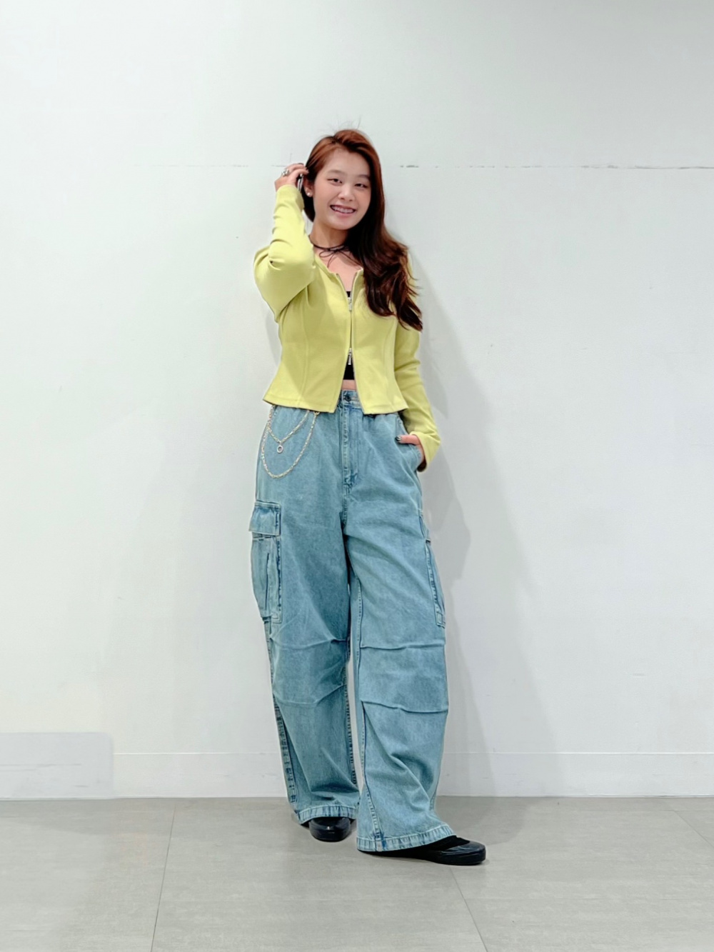 Lariat Chain Circle Necklace、Barrel Leg Jeans」| GU的穿搭理念 