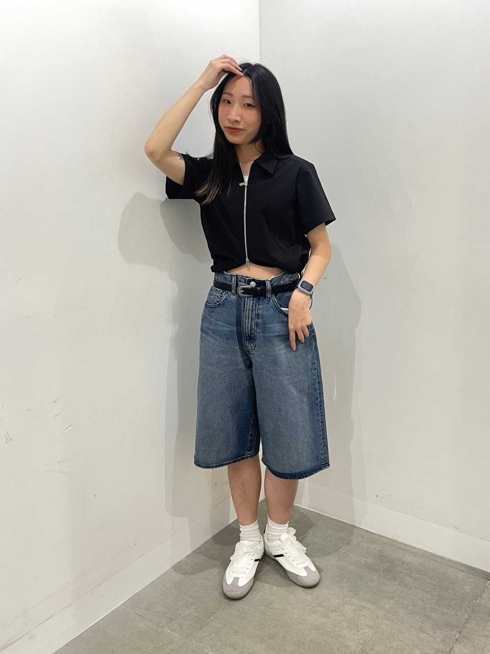 GU GU フロントジップシャツ〔半袖］