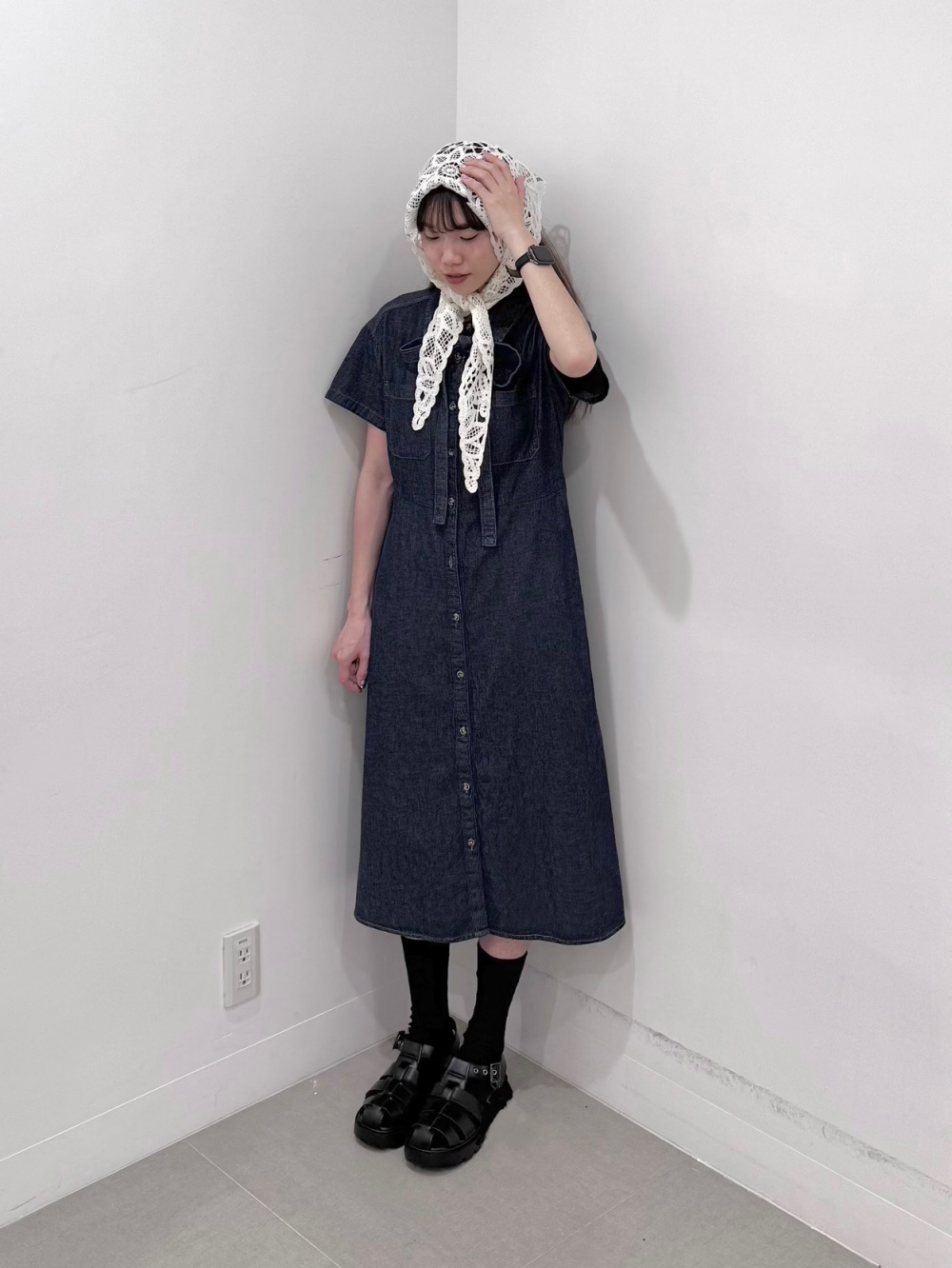 新品♡KP ライトデニムシャツワンピース　160 ニットプランナー セール】ライトデニムシャツワンピース(140-160cm)（シャツ