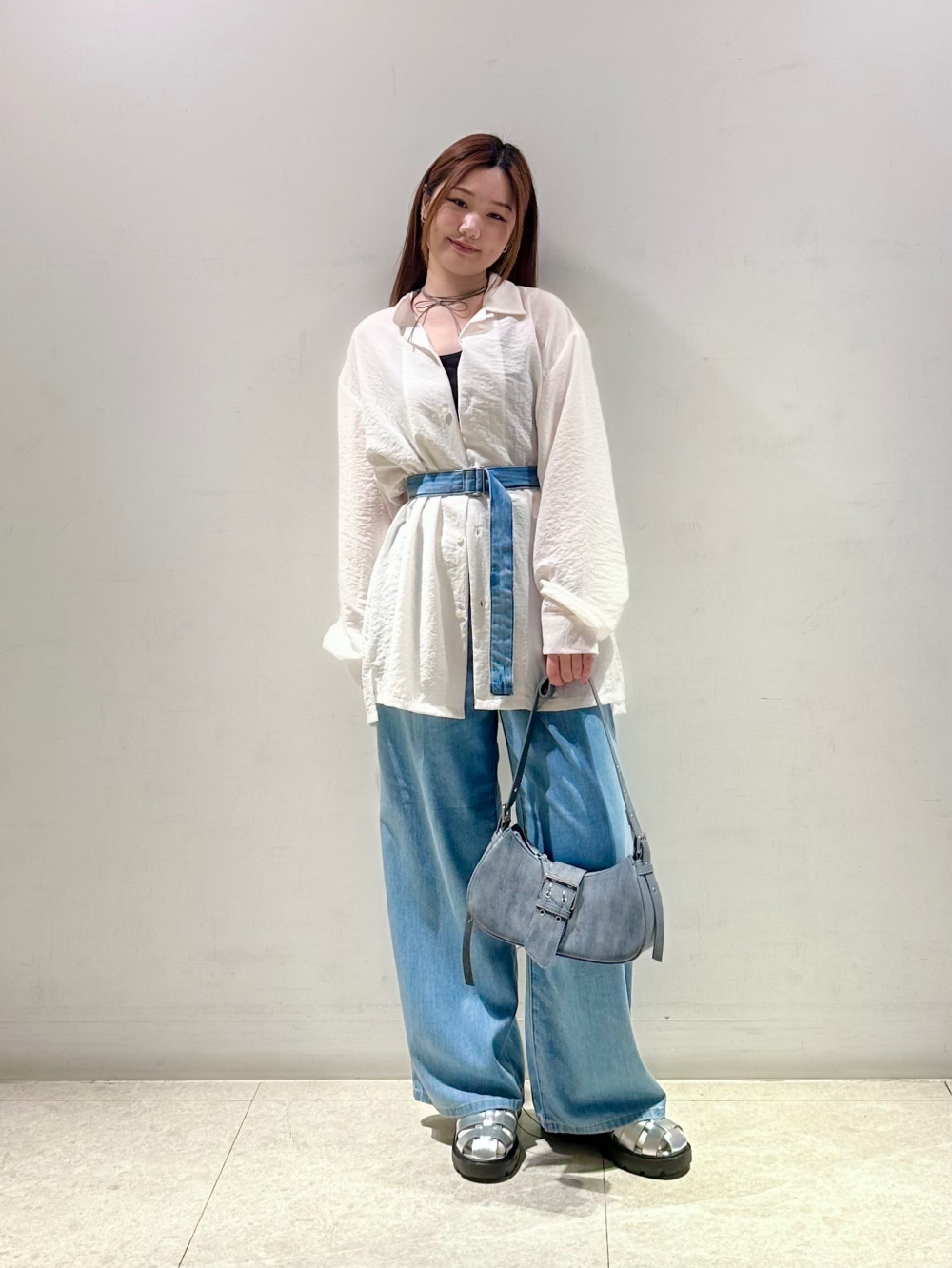 OSHIGH デニム ミックス ジョガー ホワイト スウェット OSHIGH デニム ミックス ジョガー ホワイト スウェット