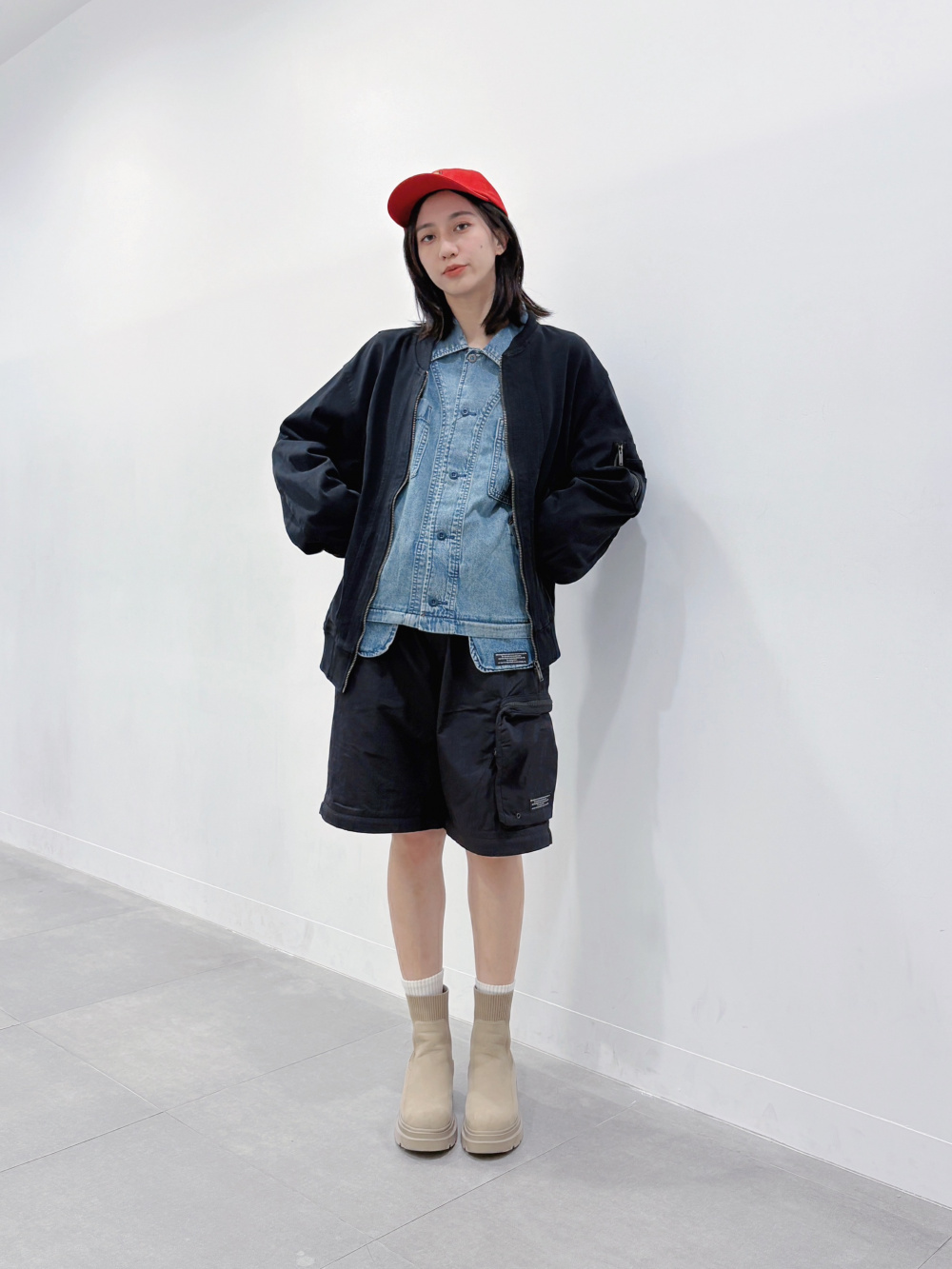 リブブルゾン UNDERCOVER、チュニックシャツ UNDERCOVER」の着用