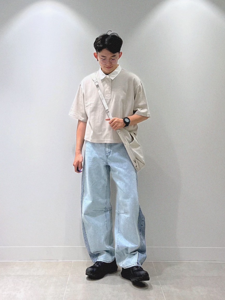 ボクシーT(5分袖)(ボーダー)(オーバーサイズ)、ペインターハーフ