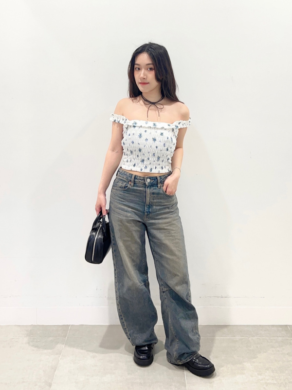 An outfit using 2 Piece Bustier And Shirt Set and Bowling Bag｜GU US