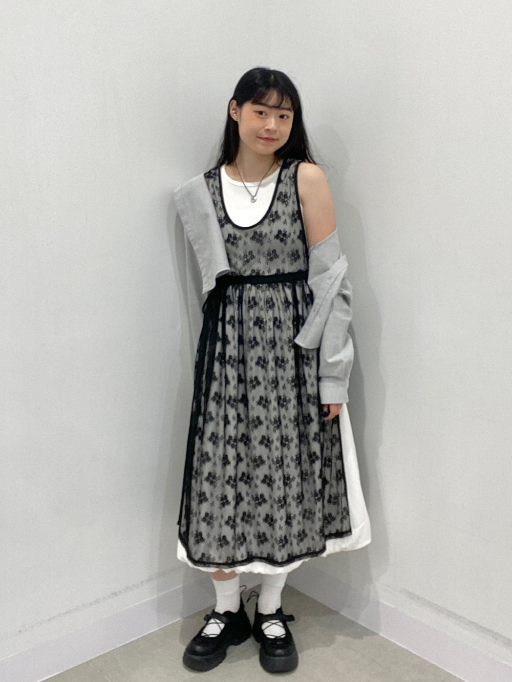 人気 ツーピース カーディガン 総柄ワンピース セット 10256 2ピースカーディガンセットワンピース、オックスフォード
