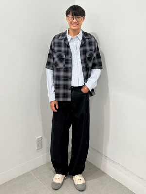 GU公式 | オックスフォードストライプショートシャツOS+EC