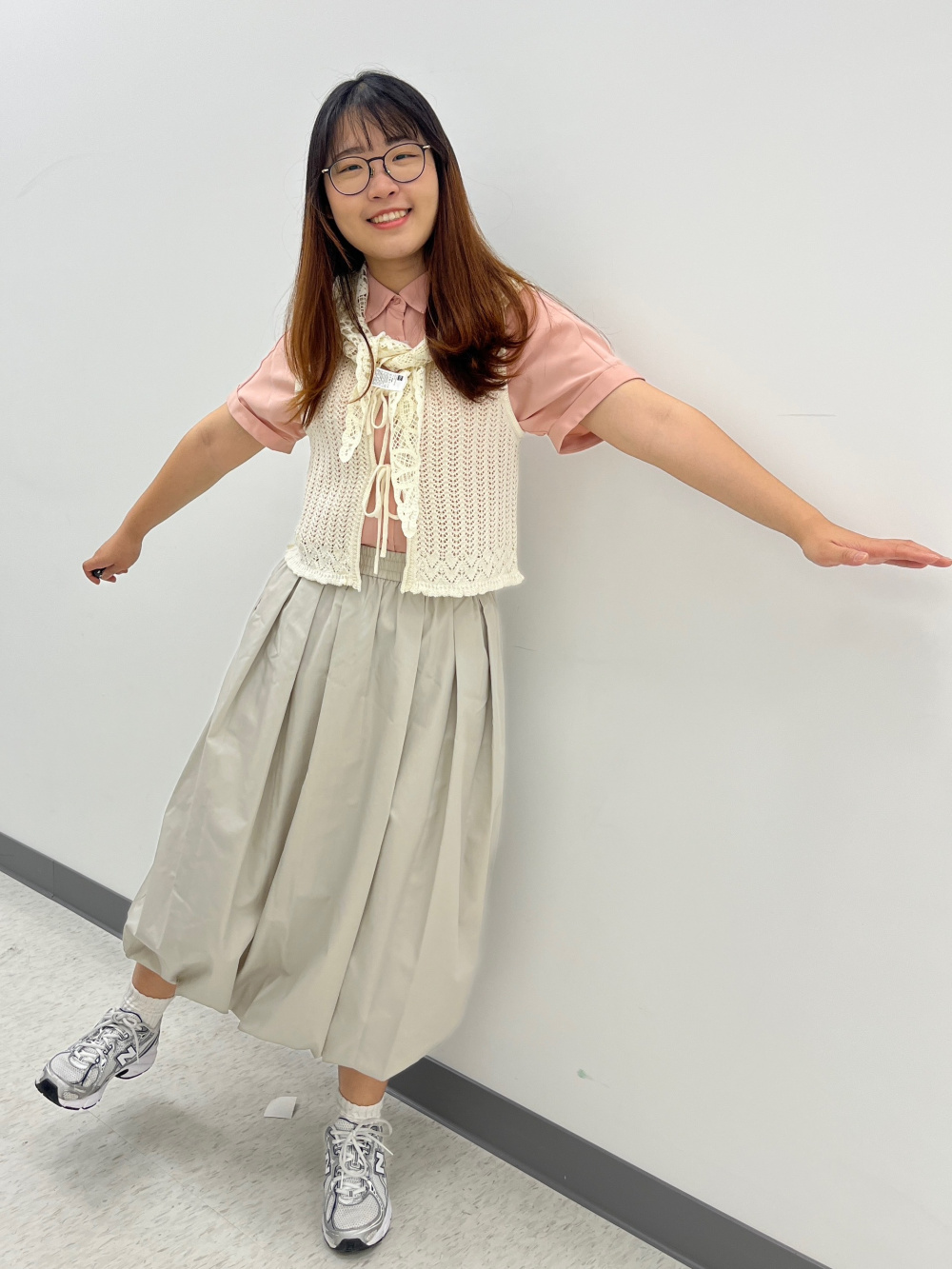 バブルヘムミディスカート」の着用コーディネート| ジーユー