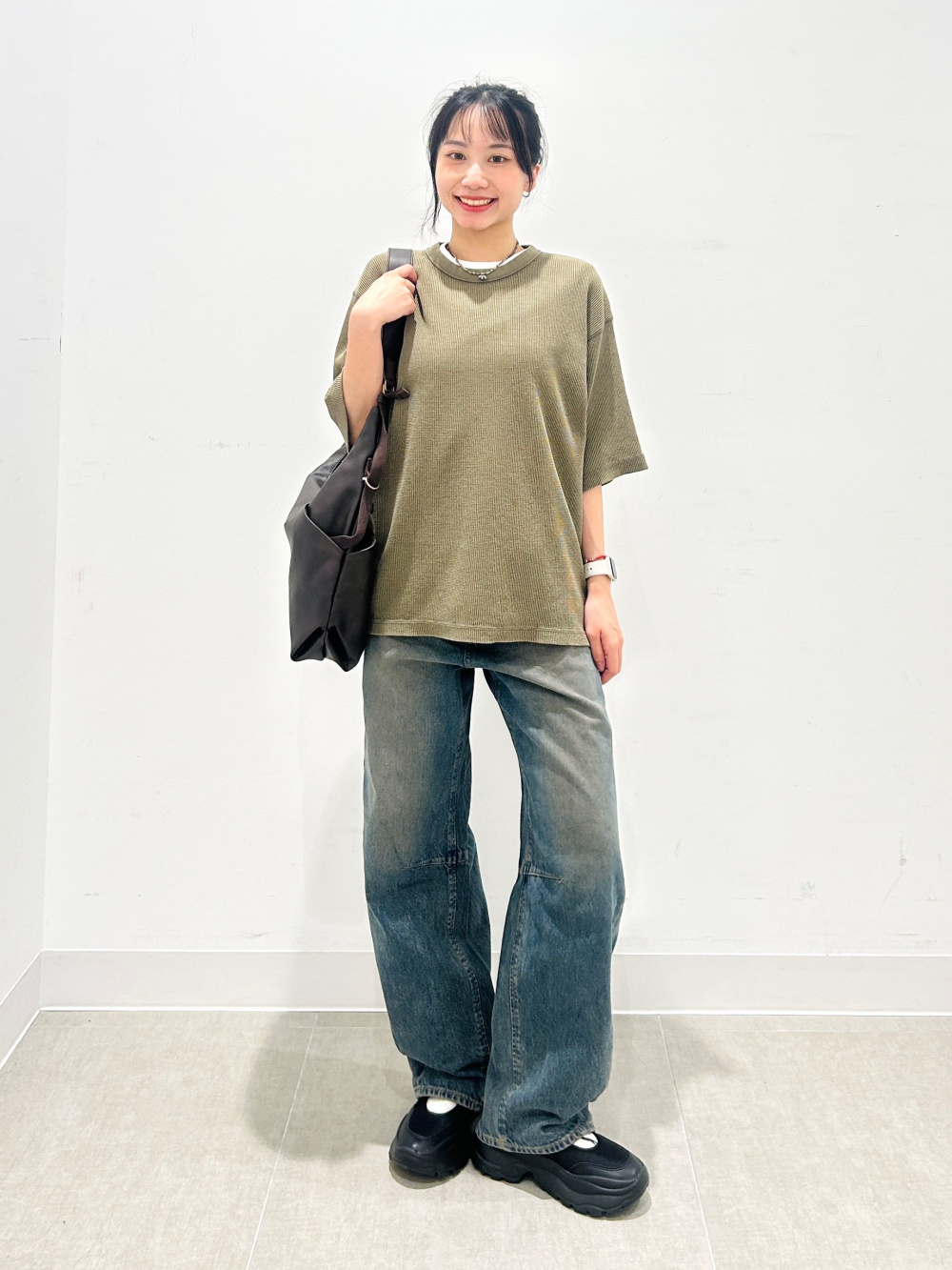 Denim Carrot Pants/NTQ、Washed Waffle Boxy T-Shirt/Halfslv