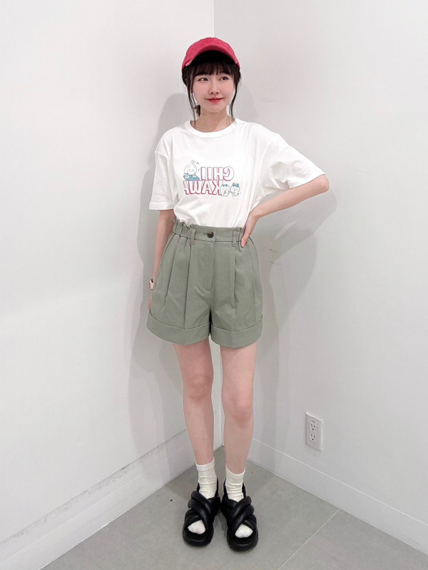 タックショートパンツ+E、UVカットウォッシュドツイルキャップの