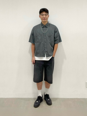 coohです♡ GU公式 | ツイルボクシーワークシャツ(5分袖)Q