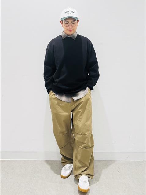 もりもりページ ミラノリブクルーネックセーター、ワイドパラシュートパンツ」の