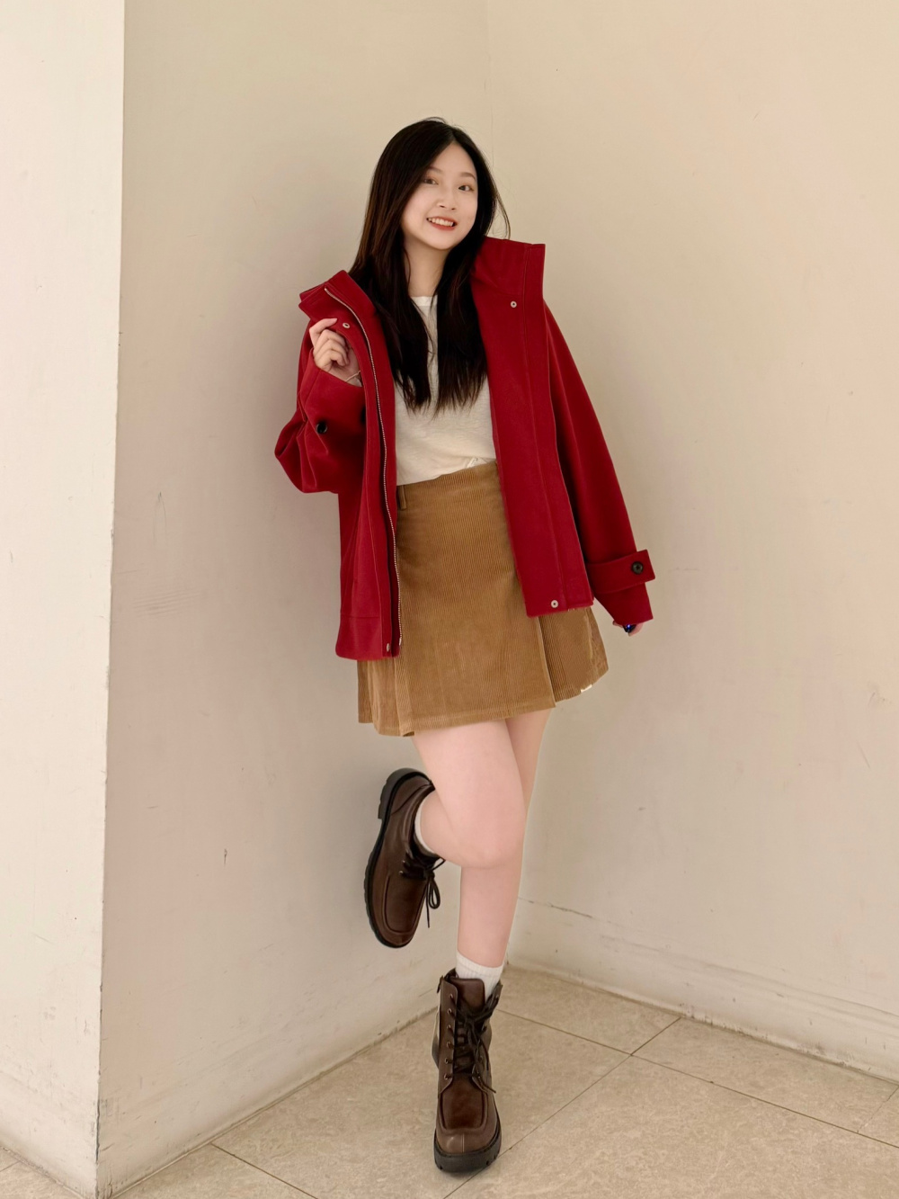 フルジップニットジャケット by rokh、コーデュロイスコート」の