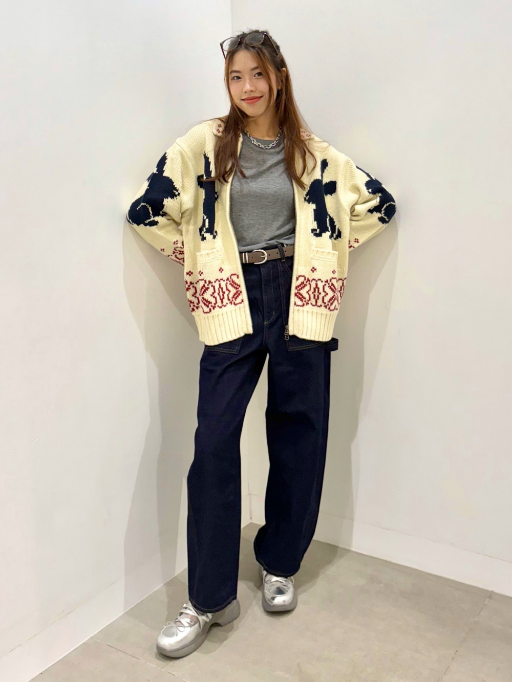 ジーユー ロク フルジップニットジャケット ネイビー M GU Rokh GU☆フルジップニットジャケット by rokh☆ネイビー☆S 早くも一