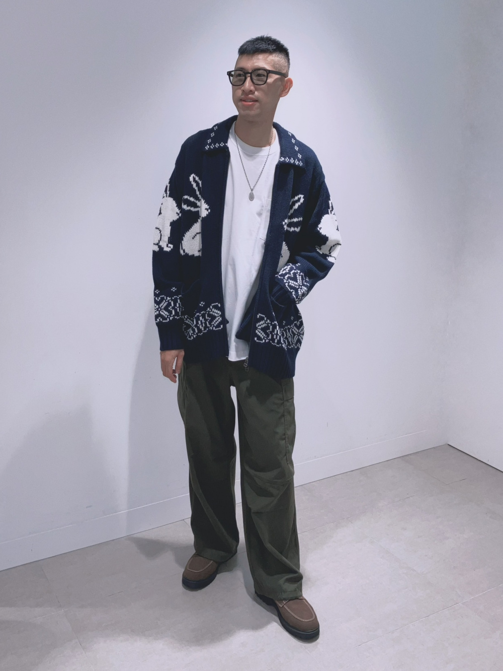 グラフィックT by rokh +X、フルジップニットジャケット by rokh