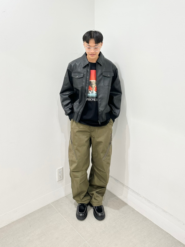 ジップポケットボーダーT(長袖) UNDERCOVER、フェイクレザー