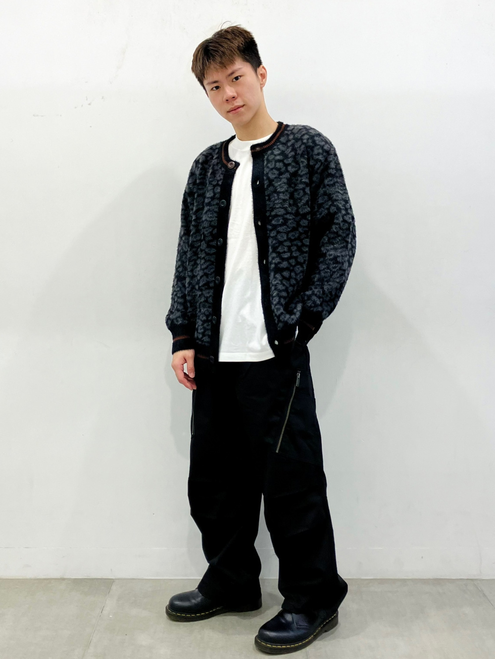 シャギークルーネックカーディガン UNDERCOVER、ユーティリティパンツ