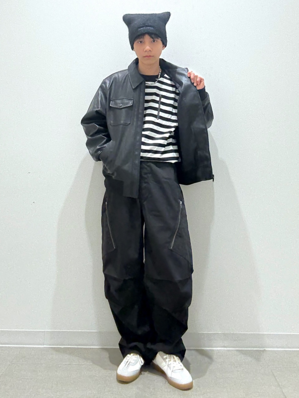 ジップポケットボーダーT(長袖) UNDERCOVER、フェイクレザー