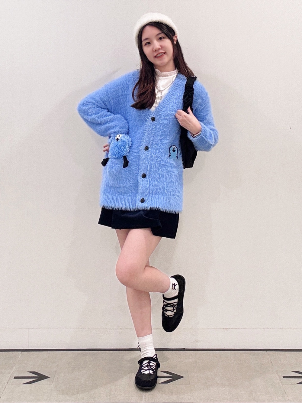 オーバーサイズニットプルオーバー パペットスンスン、ポーチ パペット