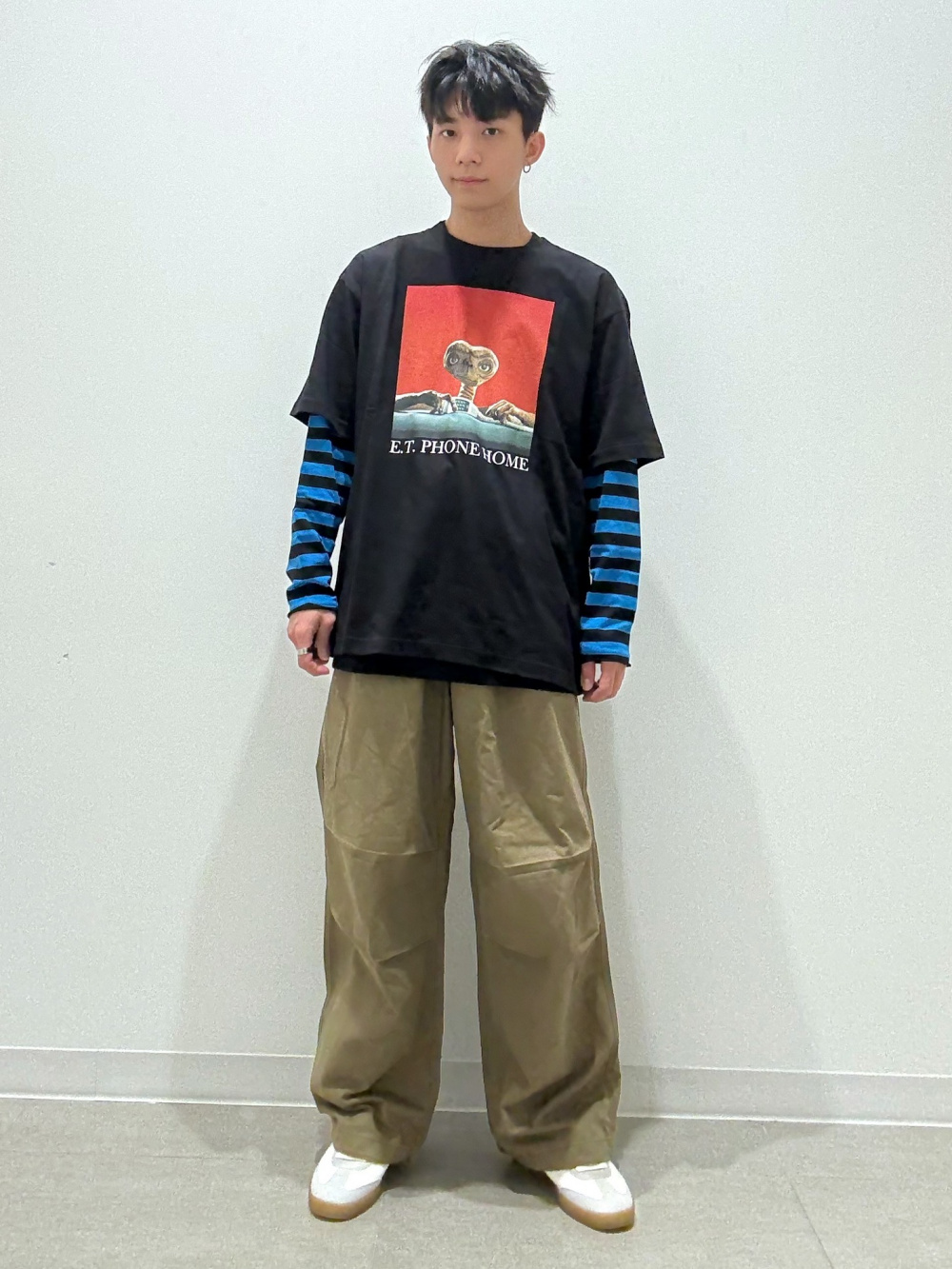 ジップポケットボーダーT(長袖) UNDERCOVER、フェイクレザー