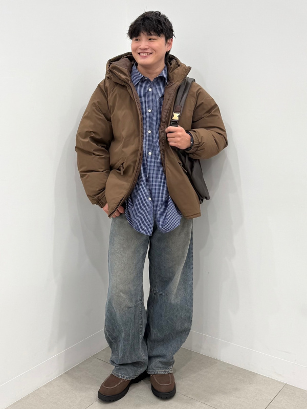 An outfit using Denim Padded Zip Up Parka and Cotton Color Ribbed