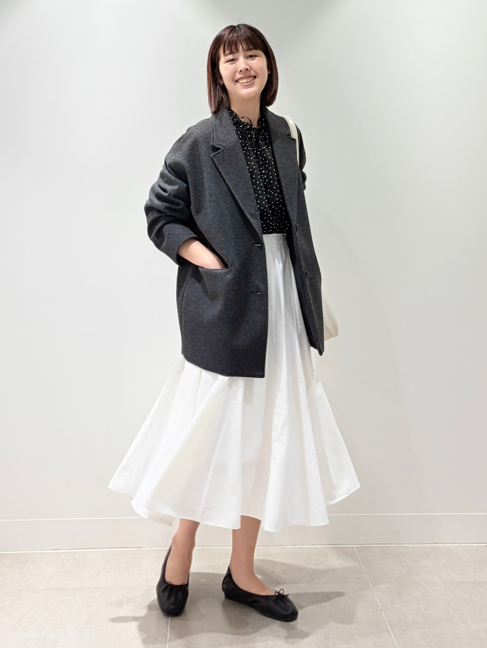 ジーユー　GU コージーメルトンハーフコート　ダークグレー　M Women's COZY MELTON Half Coat | GU US