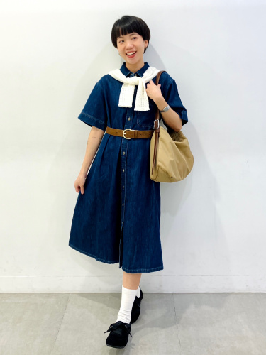 gu denim dress Light Denim Shirt Dress/HalfSlv