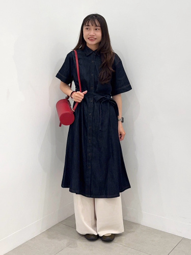 gu denim dress Women's Light Denim Work Shirt Dress | Short