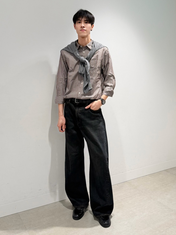 Easy Care Broadcloth Shirt/Striped/CL、Double Breasted Oversized