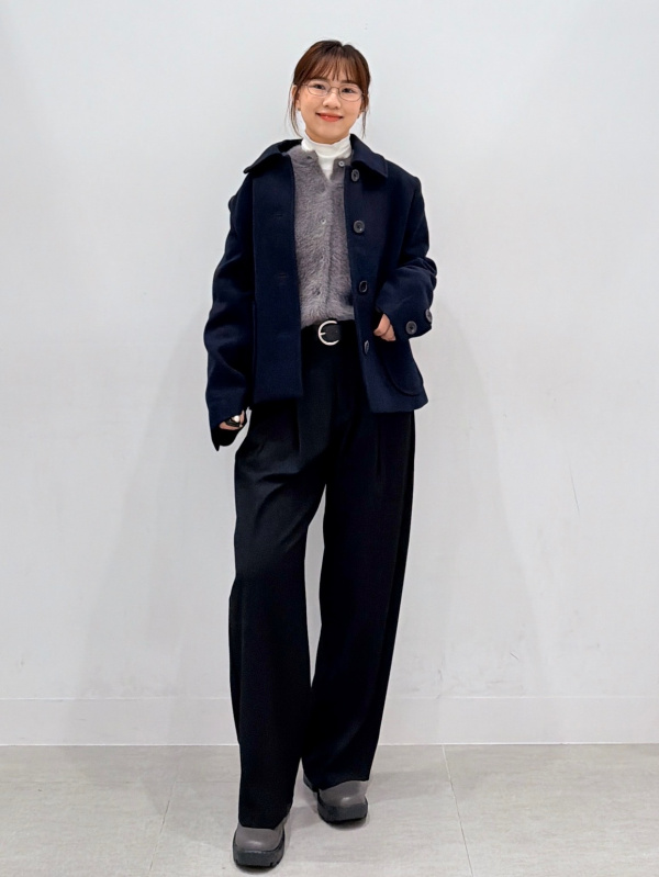 Faux Leather Zip Jacket/MN、Pleated Wide Pants/MN」的穿搭靈感｜GU