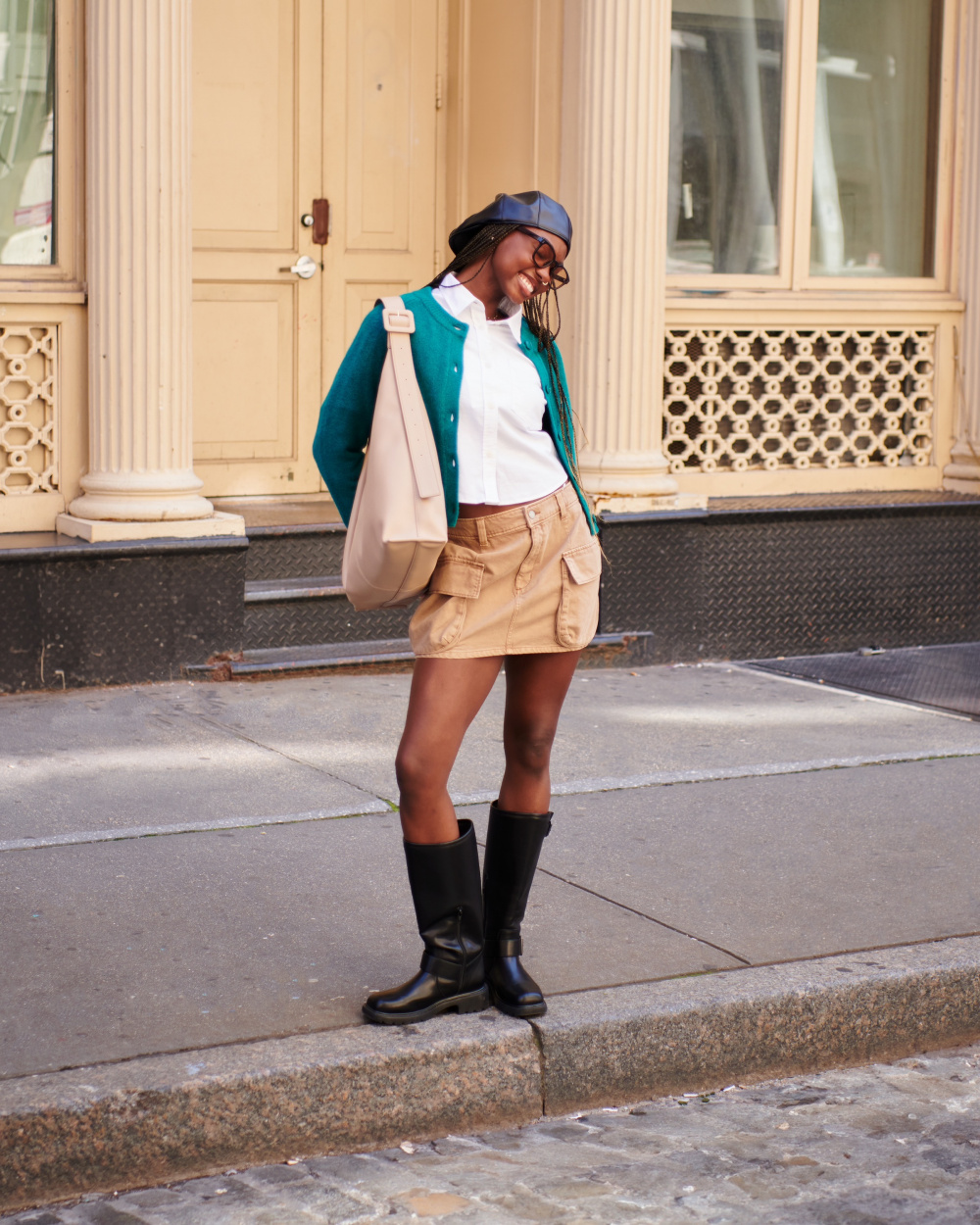 Check styling ideas for「Puffy Touch Skipper Striped Sweater