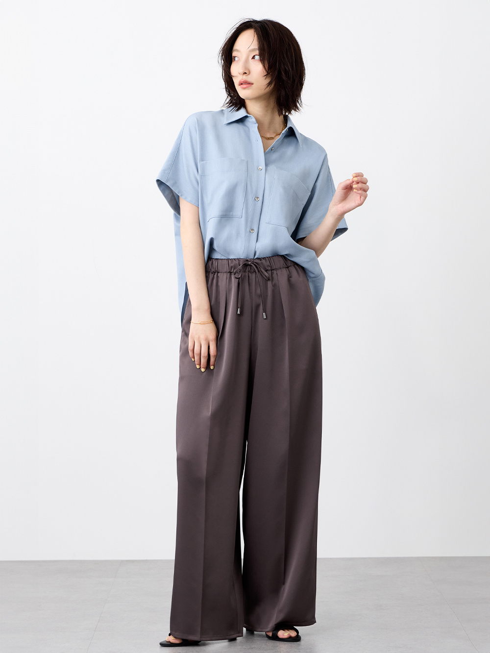 ストレッチツイルベルテッドジレ、ストレッチツイル2タックワイドフル