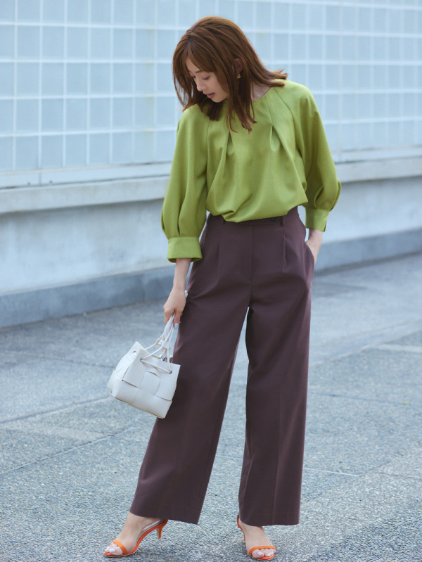 UNISEX S/M 【タグ付未使用】PLST ハイストレッチリネンミックスタック