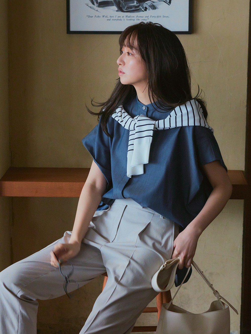 ストレッチツイルバンドカラーシャツ