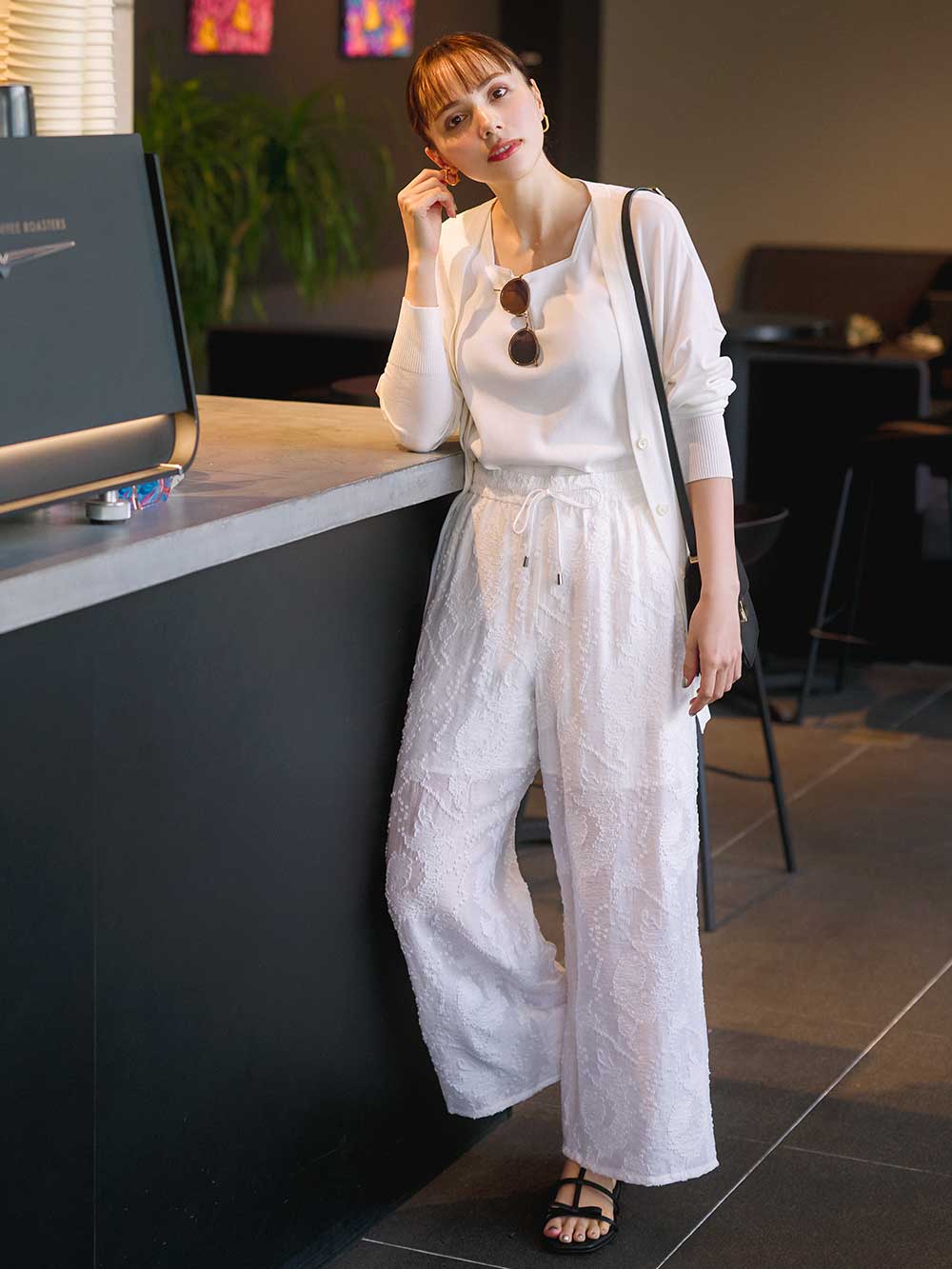 コットンアセテートブレンドリラックスカーディガン