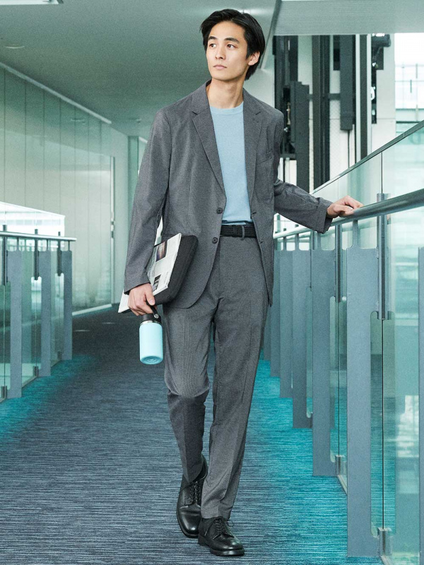 【極美品✨】PLST グレー ダブル セットアップ パンツ ウォッシャブル 公式スタイリング | プラステ