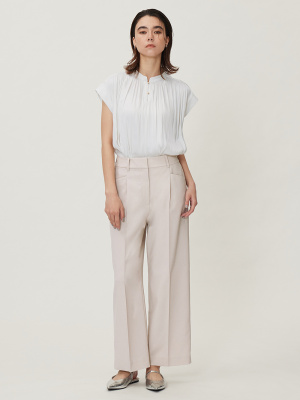 値下げ★ 新品 PLST ヴィンテージサテン メタルボタンブラウス ベージュ PLST(プラステ)公式 | ヴィンテージサテンメタルボタンブラウス