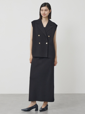 【新品タグ付き】PLST レーヨンブレンドテーラードニットベスト 黒Lサイズ PLST(プラステ)公式 | レーヨンブレンドテーラードニットベスト