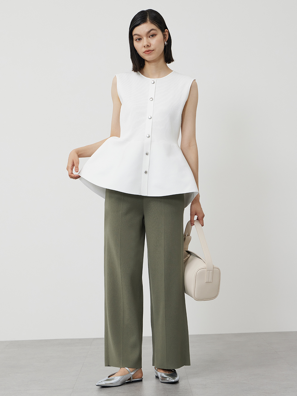 ホールガーメント®ボトルネックフレアワンピース、UVカットレーヨン