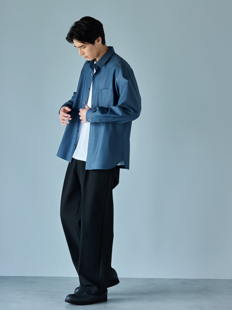 コットンブレンドワイドパンツ